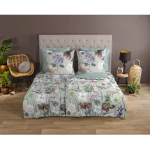 Muller Textil Fina Flowers Blumen Grün 155 x 220 cm + 2 x 80 x 80 cm