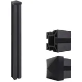 MCW WPC-Pfosten Savoie-WPC-Zaun, Pfeiler Pfahl, Stecksystem ~ 98cm, anthrazit