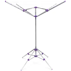Relaxdays Wäschespinne, 19 m Leine, H x B x T: ca. 161 x 120 x 120 cm, mit Standfuß, Garten, zum Zusammenklappen, silber