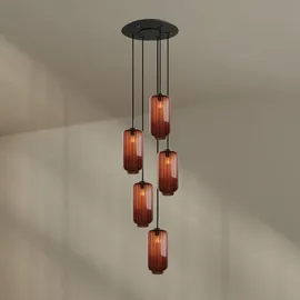 s.luce Velo 5-flg. Ø 60 cm rund schwarz Glas