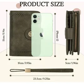 TEUEN Damen Geldbörse Vintage Dunkelgrün