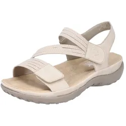 Riemchensandale RIEKER, Damen, Gr. 42, beige, Nubuklederimitat, sportlich, Schuhe, Sommerschuh, Sandalette, Keilabsatz, mit Gummizügen