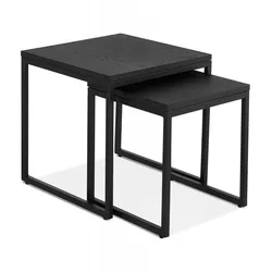 Satztisch Set Industriell Holz Metall | Beistelltische Schwarz für Wohnzimmer Büro | Couchtische Modern Elegant für Dekoration | Kadima Design