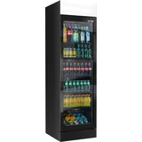 GGM Gastro Getränkekühlschrank - 345 Liter - Bis zu 28 kg Kapazität - Rahmenloses Design - Werbedisplay - LED-Lichter - 5 Regale - Abschließbare Tür - Digitales Thermometer - Schwarz - GK374US