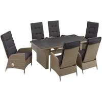 Konifera Garten-Essgruppe KONIFERA "Brisbane", grau (braun, anthrazit,), 13tlg. Set Brisbane, Polyrattan, Sitzmöbel-Sets, Aluminium/Polyrattan, Tischplatte aus Stone-Spray-Glas in Steinoptik