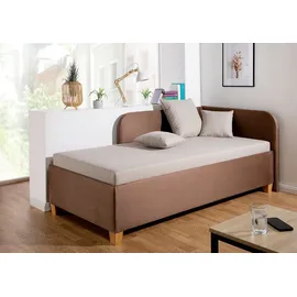 MAINTAL Polsterliege Aolana, mit Bettkasten, in 2 Breiten, Federkern- oder Bonellmatratze wählbar beige|braun 112 cm x 205 cm