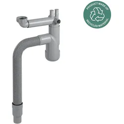 PREVEX Flexloc Universal-Platzspar-Siphon für Küchenspüle, flexibles Ablaufrohr | aus recyceltem Kunststoff