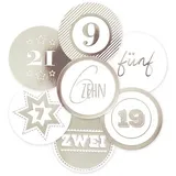 Frau Wundervoll Adventskalenderzahlen XL Aufkleber silber Ø 6 cm