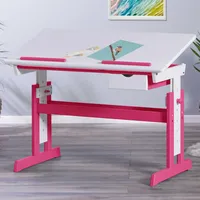 Interlink Kinderschreibtisch Pijii Kiefer massiv 90 x 60 cm weiß lackiert rosa