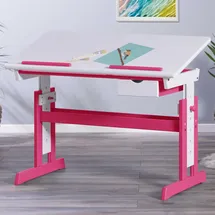 Interlink Kinderschreibtisch Pijii Kiefer massiv 90 x 60 cm weiß lackiert rosa
