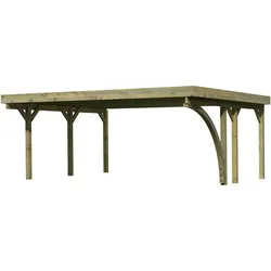 Karibu Carport Doppelcarport Classic Doppel 1 PVC Dach 1 Rundbogen (Holzcarport)