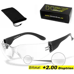 Sportbrille | SPRINTER 2.3 +2.00 Dioptrien | Leseteil | beschlagfrei farblos No Size