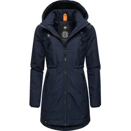Ragwear Damen, Wintermantel Warmer Parka lang wasserdicht mit Abnehmbarer Kapuze Dakkota Navy Gr. M - M