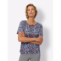Classic Basics T-Shirt "Kurzarm-Shirt", Damen, Gr. 50, bunt (dunkelblau, flamingo, bedruckt), 100% Baumwolle, geblümt, gemustert, mehrfarbig, Rundhals, Shirts T-Shirt