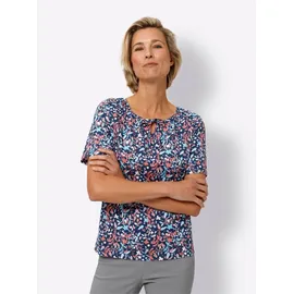 Classic Basics T-Shirt "Kurzarm-Shirt", Damen, Gr. 50, bunt (dunkelblau, flamingo, bedruckt), 100% Baumwolle, geblümt, gemustert, mehrfarbig, Rundhals, Shirts T-Shirt