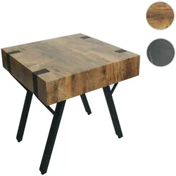 Beistelltisch HWC-L54, Kaffeetisch Nachttisch Loungetisch Couchtisch, Metall MDF 50x50x50cm ~ dunkle Wildeiche