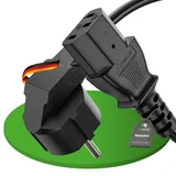 conecto Stromkabel Kaltgerätekabel 3 Polig, 5,0m, Schutzkontakt Netzstecker Stecker auf Kaltgerätekupplung C13 Buchse, Strom Kabel Netzkabel Netzteil für Monitor PC Drucker, Schwarz