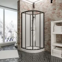 Schulte Komplettkabine, 89 x 89 cm, Sicherheitsglas Klar hell, Mattschwarz