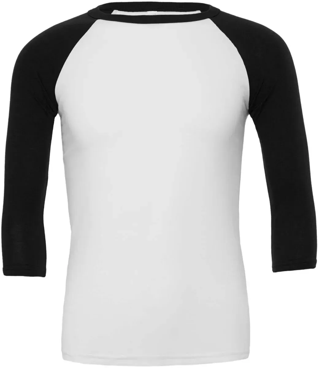 Bella+Canvas Unisex 3/4 Sleeve Baseball T-Shirt 3200 white/black XXL