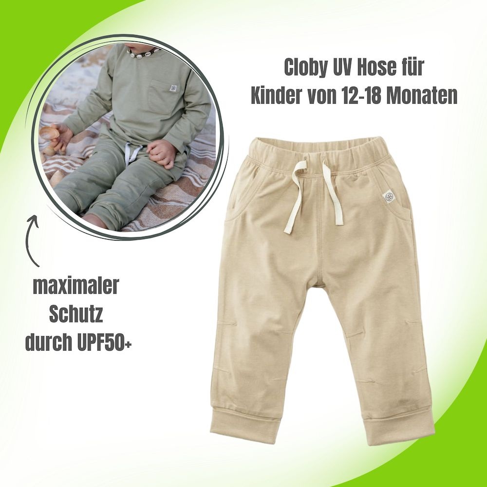 Cloby UV Jogger Pants / UV Hose - Größe: 12 - 18 Monate (80-86), Cloby Farben: Peanut Brown
