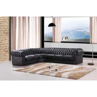 Xlmoebel Ecksofa Chesterfield Ecksofa Designer Schwarz Leder Sofort, 3 Teile, Made in Europa schwarz