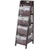 Mendler Leiterregal Goiana, Regal Standregal mit 4 Korbschubladen 101x30cm, Shabby-Look, Vintage -