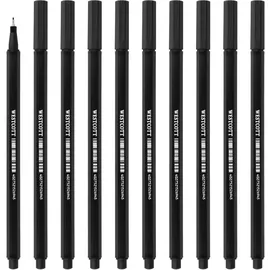 Westcott STORYLINER Fineliner schwarz 10 Stück | Premium Fineliner mit 0,4mm Strichstärke | Präzise Strichführung, metalleingefasste Spitze, schnelltrocknende Tinte auf Wasserbasis | E-737760 00