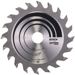 BOSCH Kreissägeblatt, Optiline Wood für Handkreissägen 20Z – 130 x 20/16 x 2,4 mm