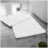 GC GAVENO CAVAILIA Badematten-Set Luxuriöser 2-teiliger Badvorleger, Mikrofaser-Toilettenvorleger, super weich, rutschfest, Gummi, weiß, Regular (50x80, 50x40 cm)