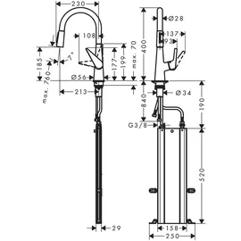 Hansgrohe Talis M51 200 2jet sBox edelstahl finish 73851800