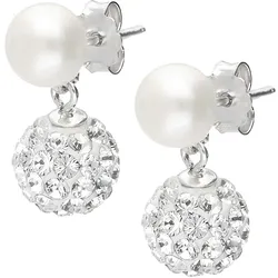 Firetti Paar Ohrstecker »Schmuck Geschenk Ohrschmuck Perlohrstecker Glitzer«, mit Kristall - mit Süßwasserzuchtperle Firetti silberfarben-weiß + weiß