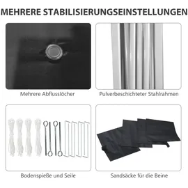 Outsunny Faltpavillon 3 x 3 m inkl. 2 Seitenteile Schwarz