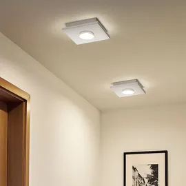Fischer Leuchten - Deckenlampe Deckenleuchte LED weiß Wohnraumlampe 3-Stufen Dimmer, Metall silber, 1x LED 4W 360Lm warmweiß, LxBxH 17x17x4 cm, 2er