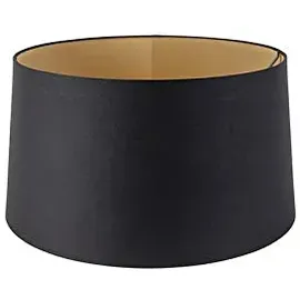 QAZQA Baumwolllampenschirm schwarz 40/45/25 mit Goldener Innenseite,