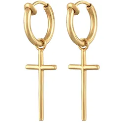 Elli Kreuz Creolen Ohrclips ohne Ohrloch 925 Silber Gold Damen 