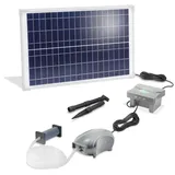 esotec Solar Teichbelüfter Set 25/600, LiFePO4 Akku, 12,8V/DC Sauerstoffpumpe, 600 l/h Luftleistung, Gartenteich Luftpumpe, Teichbelüftung, Solarpanel 25W, Erdspieß 101876