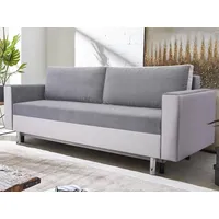 Beautysofa 3-Sitzer MALTA, Polstersofa aus Webstoff + Kunstleder, mit Schlaffunktion und Bettkasten grau