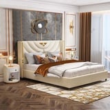 JVmoebel Schlafzimmer-Set, Schlafzimmer Bett Nachttische 3 tlg. Set Design Luxus Betten Holz weiß