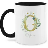 Tasse Tassen 325ml - Anfangsbuchstabe - Buchstabe Name - Persönliches individuelles Geschenk selbst gestalten bedrucken mit Namen Geschenkidee Geschenk mit Namen - 325 ml - Schwarz - kaffeetasse