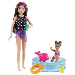 MATTEL GRP39 Barbie Skipper Babysitter Puppe, Spielset mit Baby-Puppe und Pool