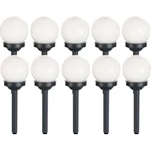 Expo Börse Kugelleuchte Solar 10 cm Solarleuchte Kugel Garten LED Gartendeko Solarkugel für Außen klein, Leuchtdauer ca. 6-8 Stunden, H 38 cm, 10er Set