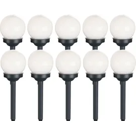 Expo Börse Kugelleuchte Solar 10 cm Solarleuchte Kugel Garten LED Gartendeko Solarkugel für Außen klein, Leuchtdauer ca. 6-8 Stunden, H 38 cm, 10er Set