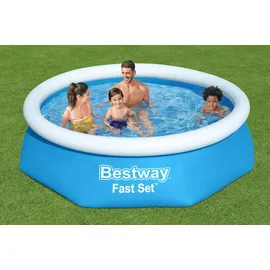 BESTWAY Fast Set Aufstellpool ⌀ 244 x 61 cm Blau inkl. Filterpumpe