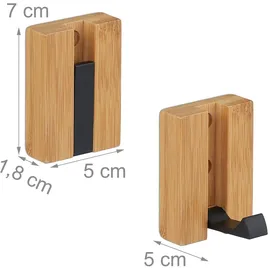 Relaxdays Garderobenhaken Set klappbar Bambus Natur
