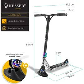 Kesser KESSER® Stunt Scooter GT-Limit 360° Lenkung Funscooter Stuntscooter mit Ständer ABEC 9 Kugellagern, 110 mm PU Räder Kickscooter Tretroller Cityroller Trick Roller für Kinder Erwachsene