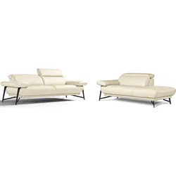 Egoitaliano Polstergarnitur »Anais, Design mit hohem Sitzkomfort für mehr Bequemlichkeit«, Set: bestehend aus Sofa und Ottomane, inkl. Kopfteilverstellung Egoitaliano cremeweiß