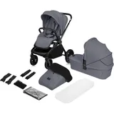 lionelo MIKA PLUS 2-in-1 Buggy 0-48 Monate bis 22 kg Babywanne bis 9 kg, Rückenlehne und Füße verstellbar, AiryDots,Dämpfung, 360° drehbare PU-Räder, XXL-Verdeck