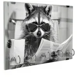 DEQORI Schlüsselbrett 'Der Klo-Kommandant', (1 St), Schlüsselhalter Schlüssel Haken Schlüsselboard modern Schlüsselleiste schwarz