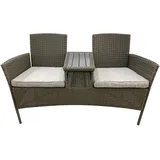 KYNAST Gartenbank Rattanoptik mit Tisch & 2 Sitzen inkl Auflagen Gartenmöbel