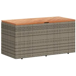 vidaXL Gartentruhe Grau 110x50x54 cm Poly Rattan Akazienholz